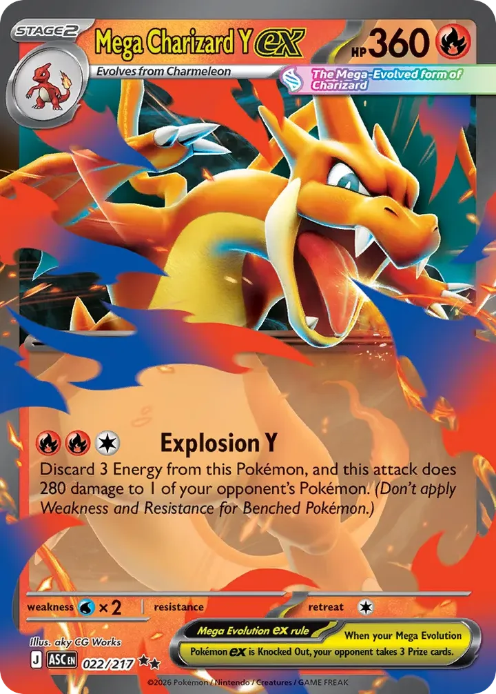 Front of Mega Charizard Y ex 22, Mega Evolution—Ascended Heroes English
