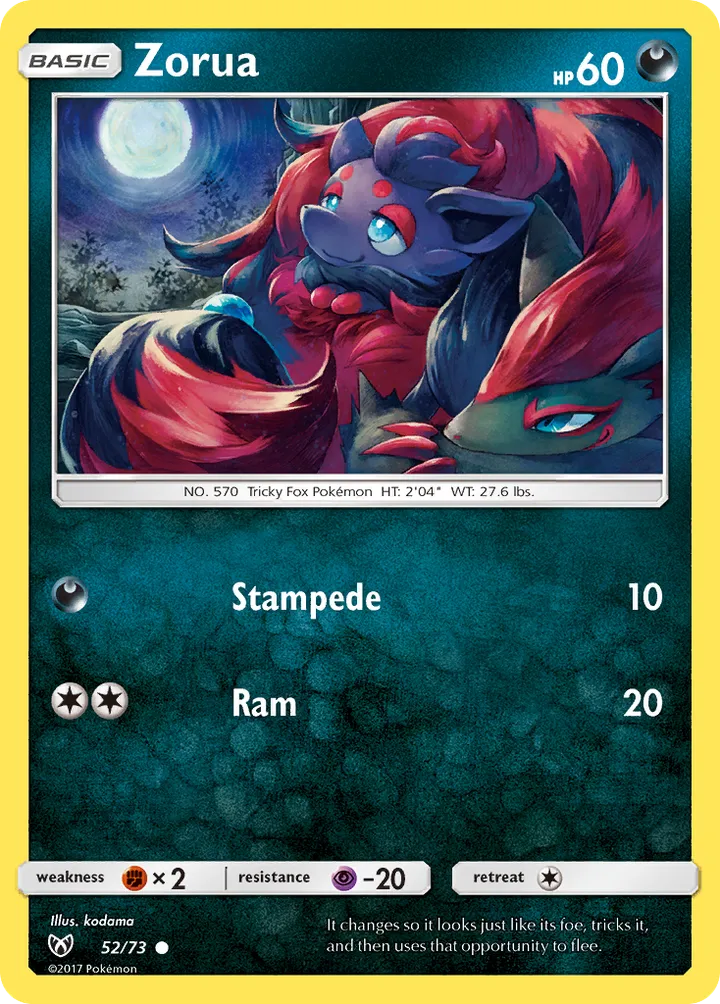 Shining Legends 英語版 Zorua 52 カード表面