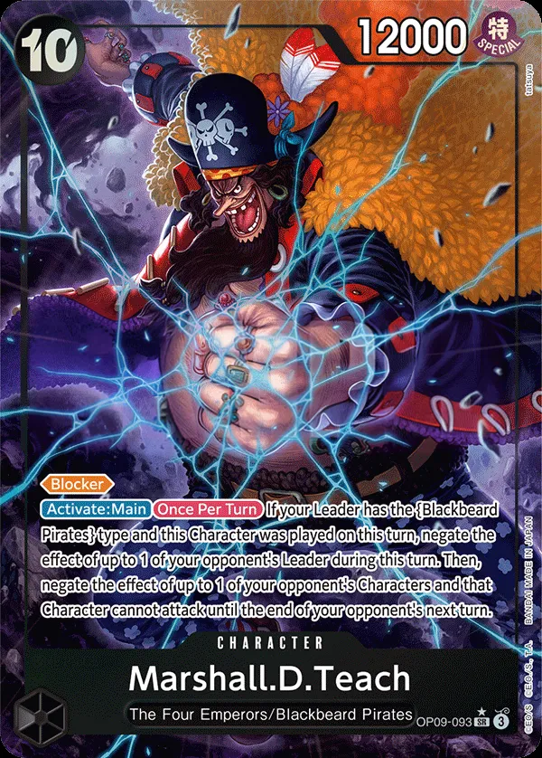 Emperors in the New World 英語版 Marshall.D.Teach OP09-093 · パラレル カード表面