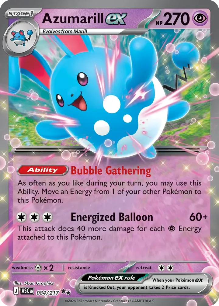 Mega Evolution—Ascended Heroes 영어판 Azumarill ex 84 카드 앞면