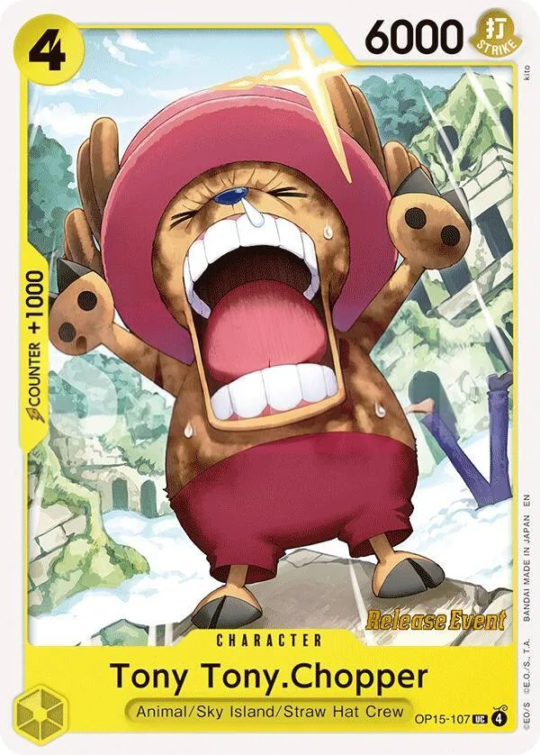 Adventure on Kami's Island 英語版 Tony Tony.Chopper OP15-107 · プレリリース カード表面