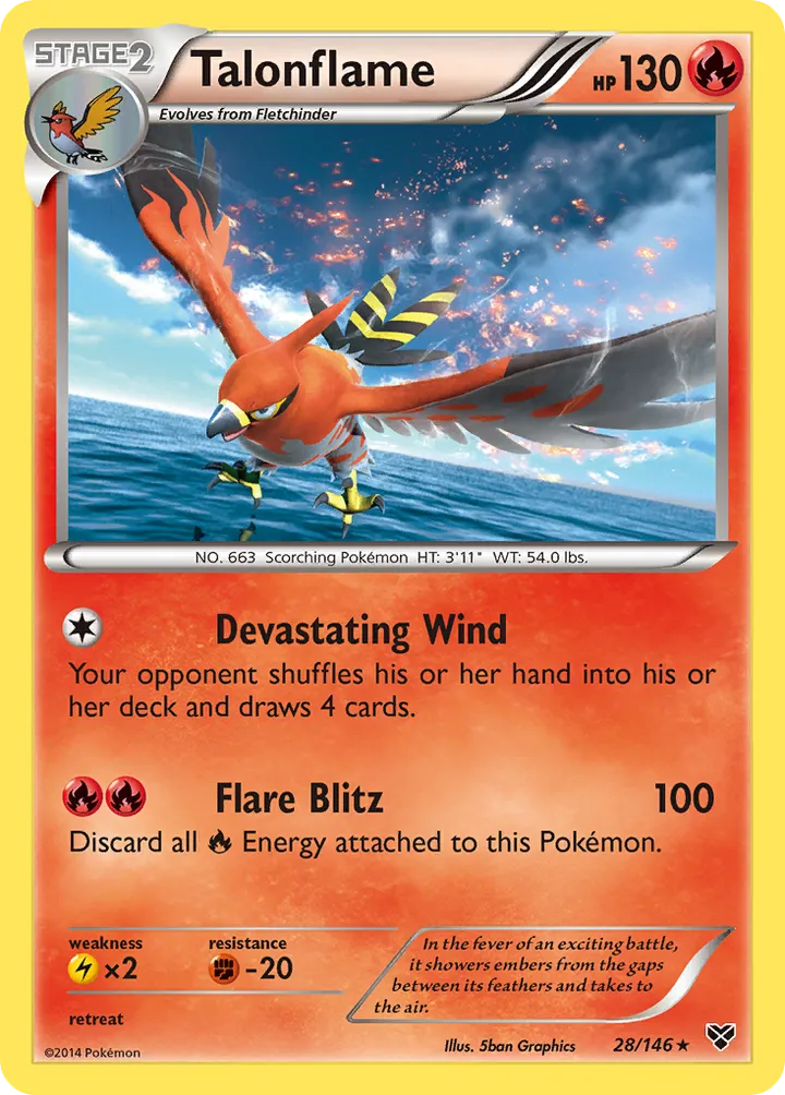 XY 영어판 Talonflame 28 카드 앞면
