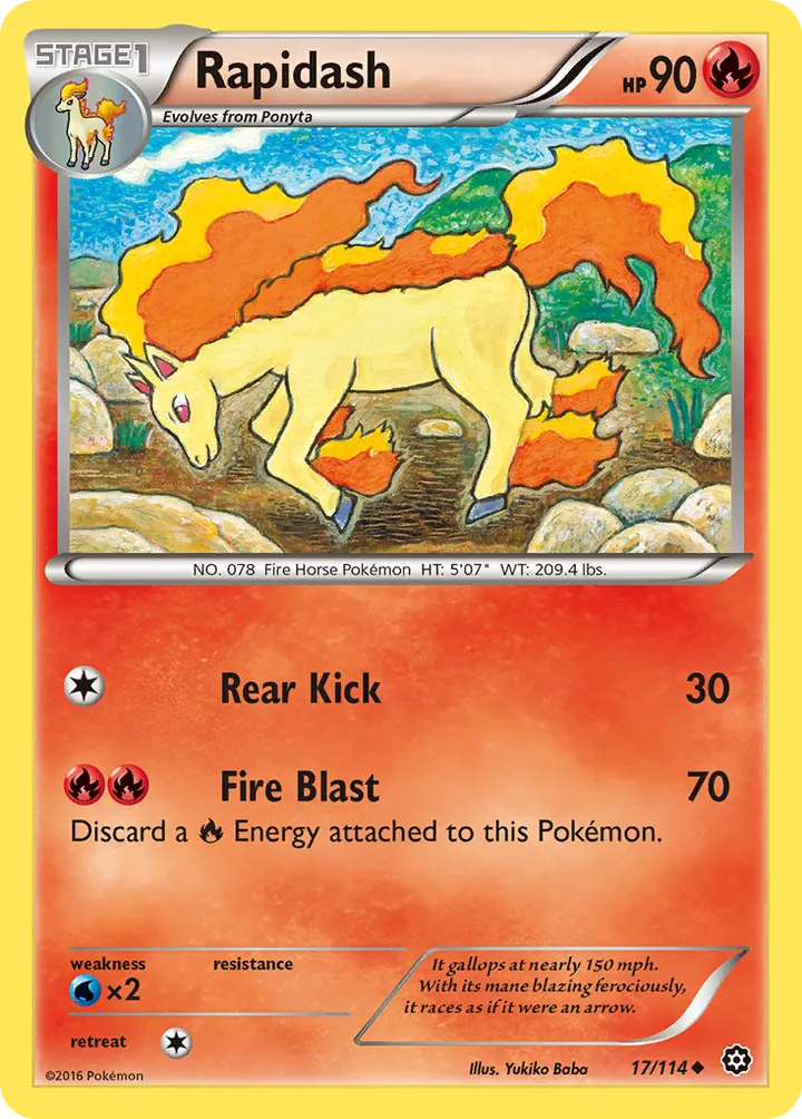 XY—Steam Siege 英語版 Rapidash 17 カード表面