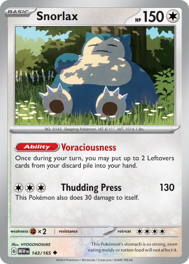 Scarlet & Violet—151 영어판 Snorlax 143 카드 앞면