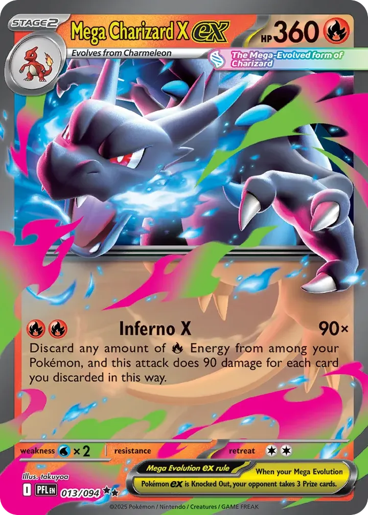 Mega Evolution—Phantasmal Flames 英語版 Mega Charizard X ex 13 カード表面