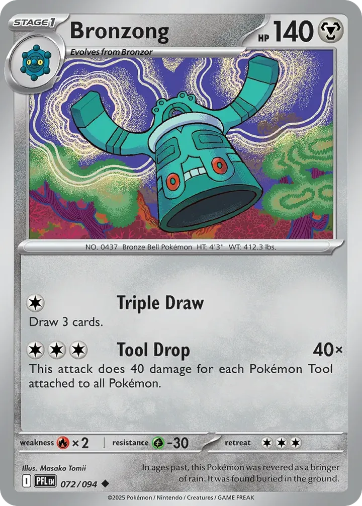 Mega Evolution—Phantasmal Flames 영어판 Bronzong 72 카드 앞면