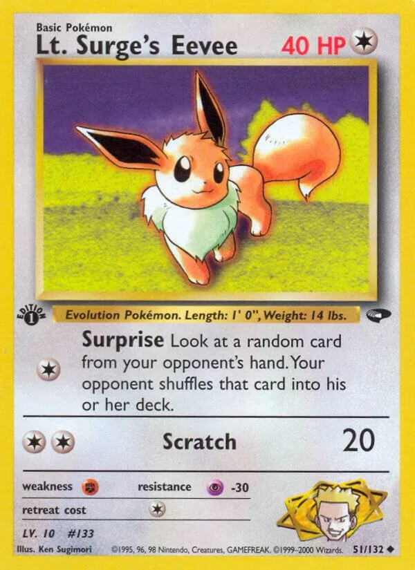 Gym Challenge 영어판 Lt. Surge's Eevee 51 카드 앞면