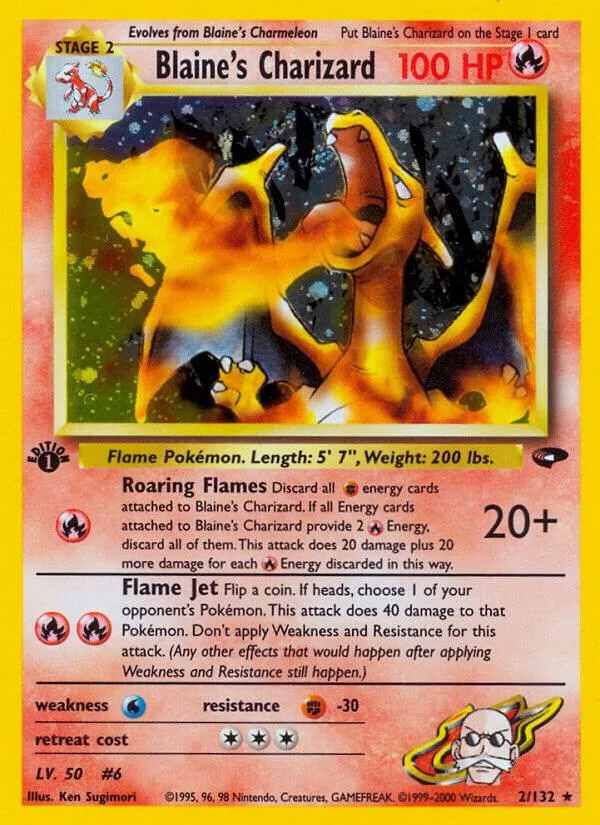 Gym Challenge 영어판 Blaine's Charizard 2 카드 앞면