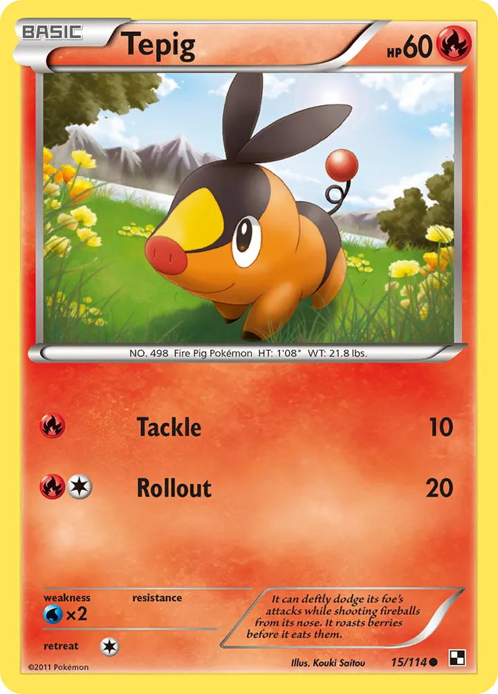 Black & White 영어판 Tepig 15 카드 앞면