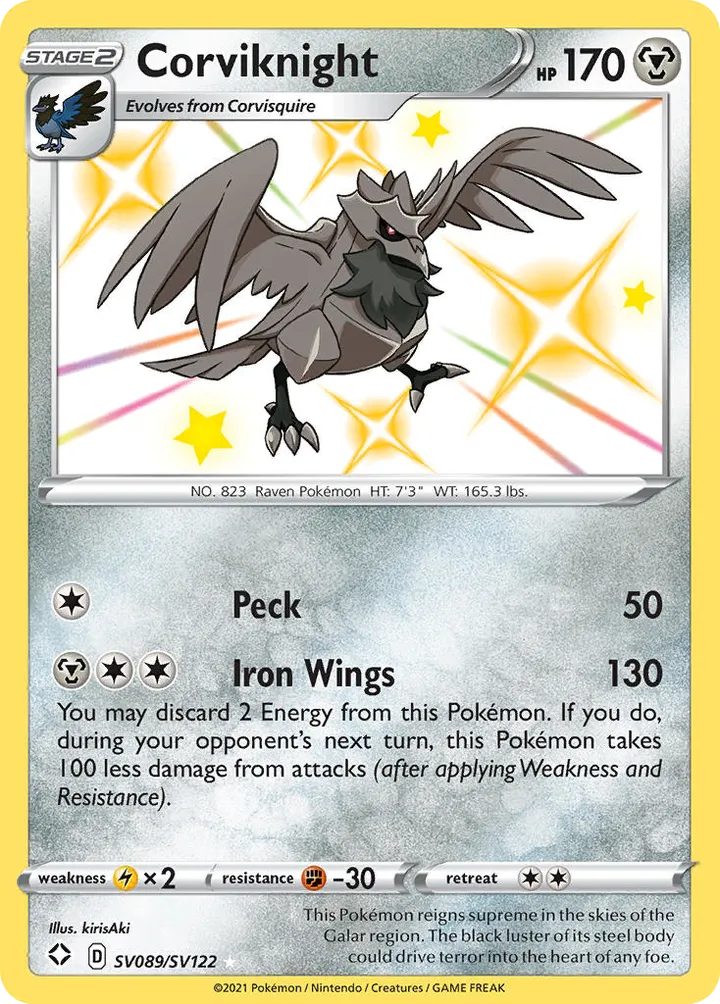 Shining Fates 영어판 Corviknight SV089 카드 앞면