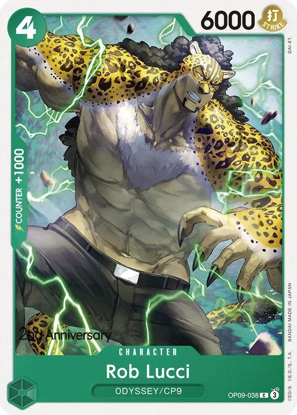 Emperors in the New World 영어판 Rob Lucci OP09-038 · 기념 대회 카드 앞면