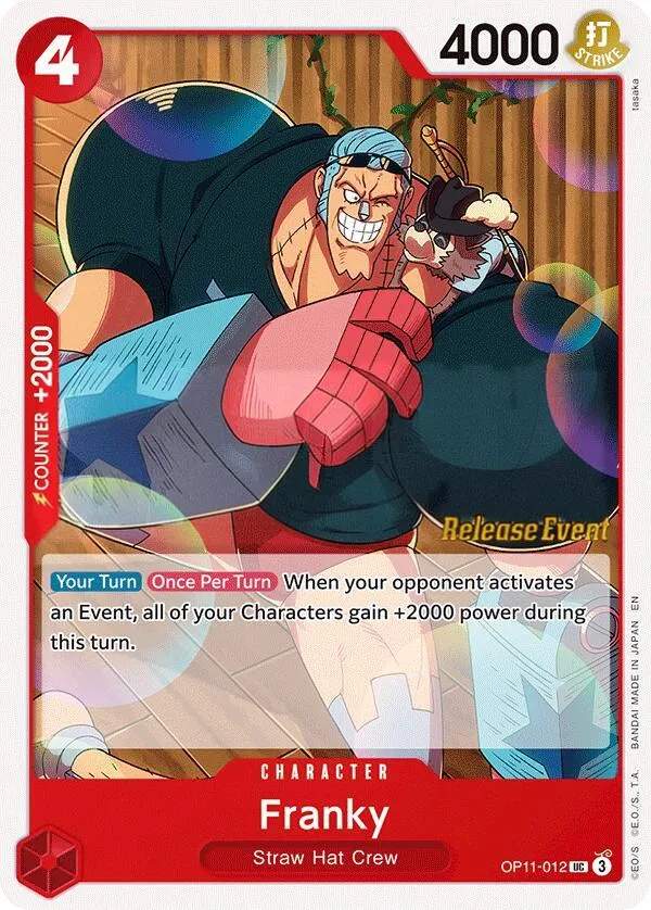 A Fist of Divine Speed 英語版 Franky OP11-012 · プレリリース カード表面