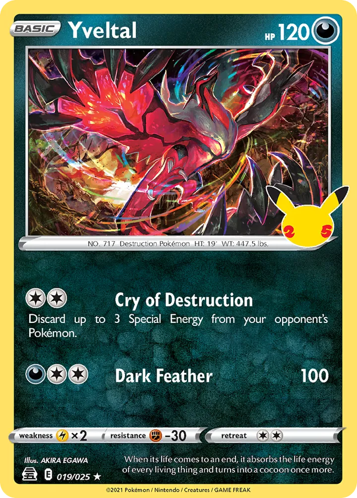 Celebrations 영어판 Yveltal 19 카드 앞면