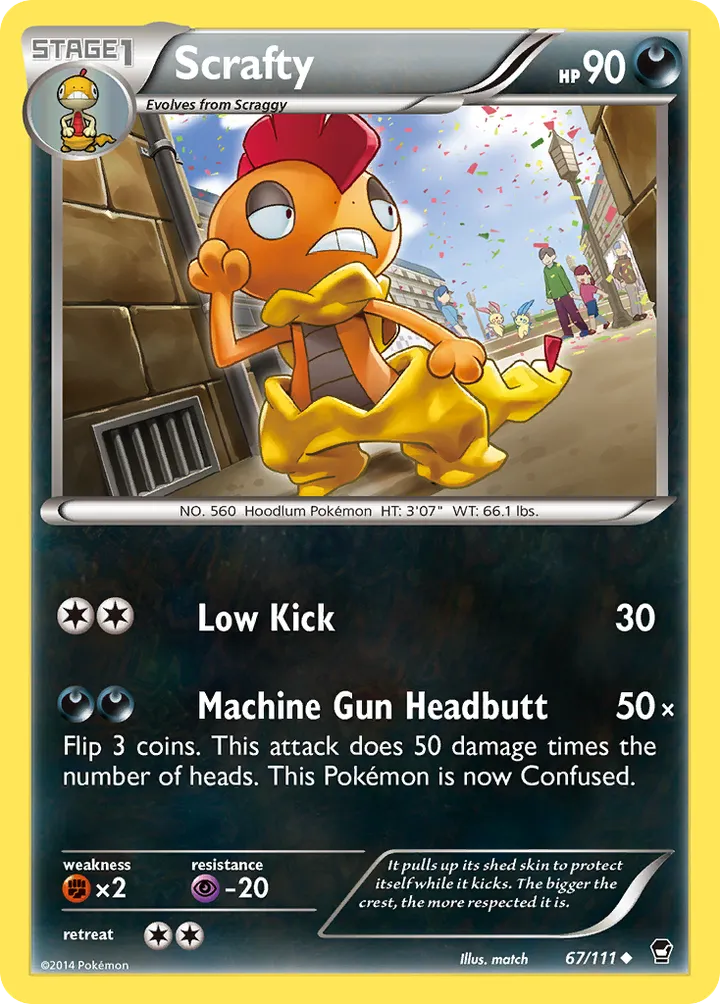 XY—Furious Fists 英語版 Scrafty 67 カード表面