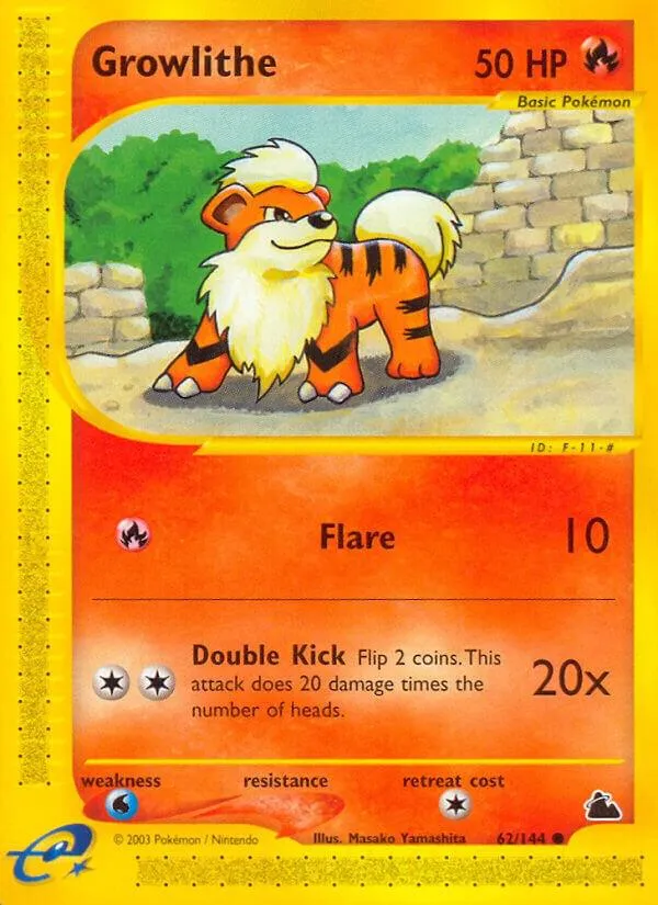 Skyridge 영어판 Growlithe 62 카드 앞면