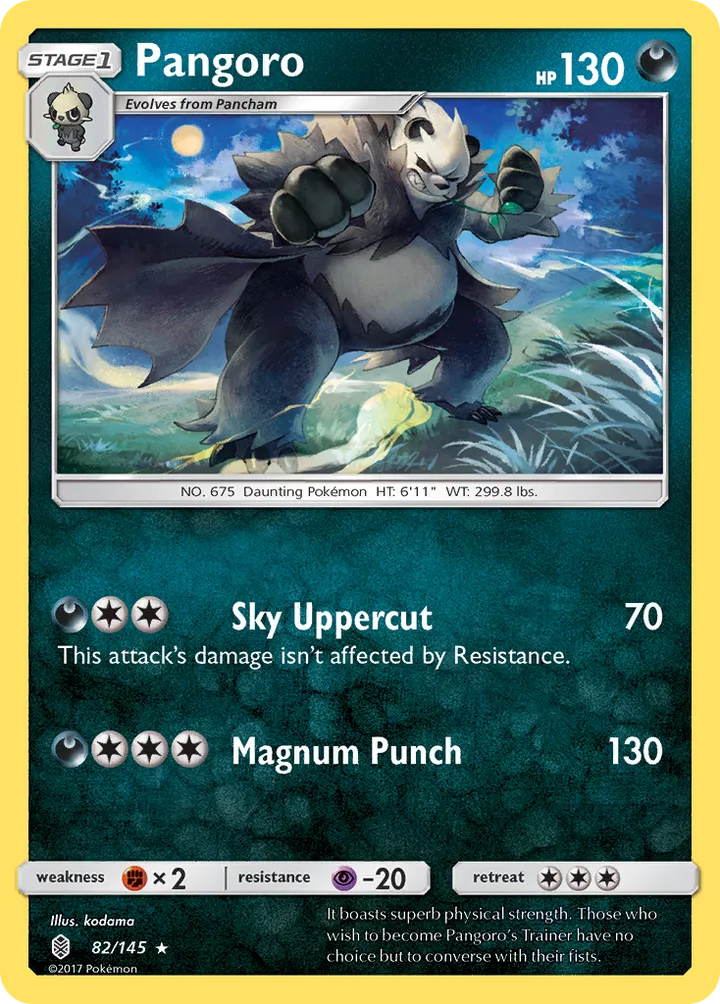 Sun & Moon—Guardians Rising 영어판 Pangoro 82 카드 앞면