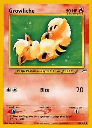 Neo Destiny 영어판 Growlithe 68 카드 앞면