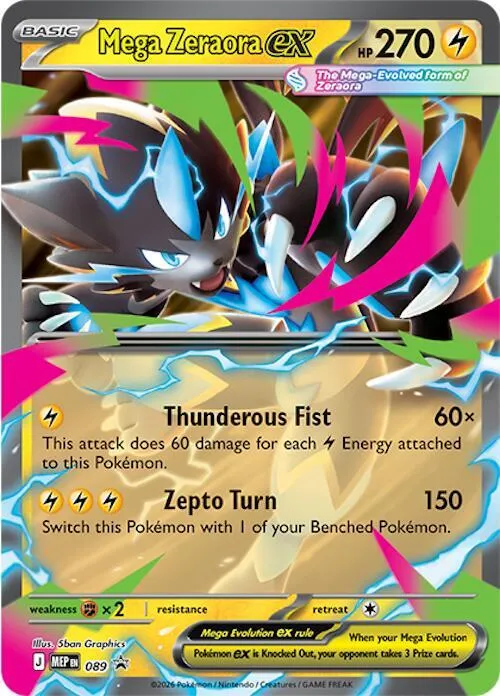 MEP Black Star Promos 영어판 Mega Zeraora ex 89 카드 앞면