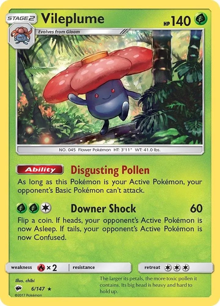 Sun & Moon—Burning Shadows 영어판 Vileplume 6 카드 앞면