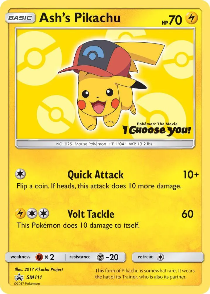 SM Black Star Promos 영어판 Ash's Pikachu SM111 카드 앞면