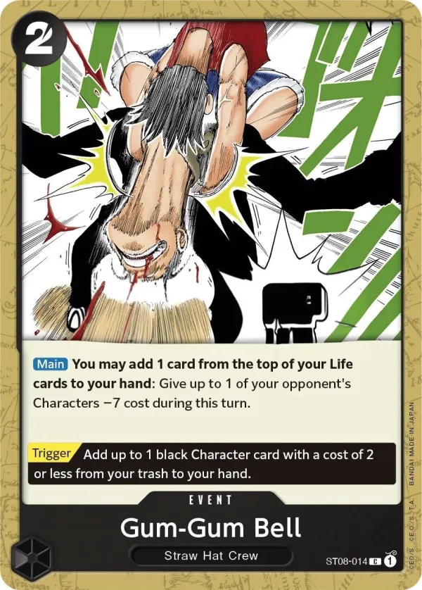 Monkey D. Luffy 영어판 Gum-Gum Bell ST08-014 카드 앞면