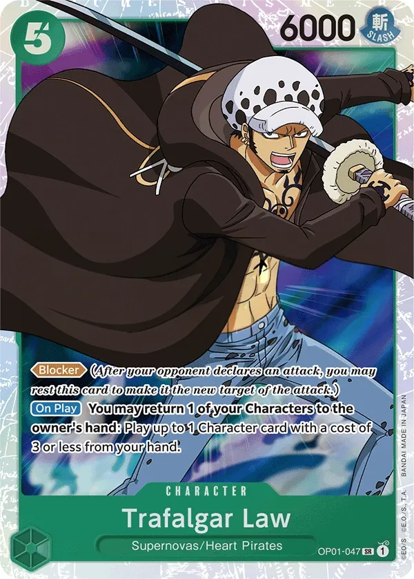 Romance Dawn 영어판 Trafalgar Law OP01-047 · 재록 카드 앞면