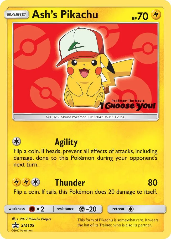SM Black Star Promos 영어판 Ash's Pikachu SM109 카드 앞면
