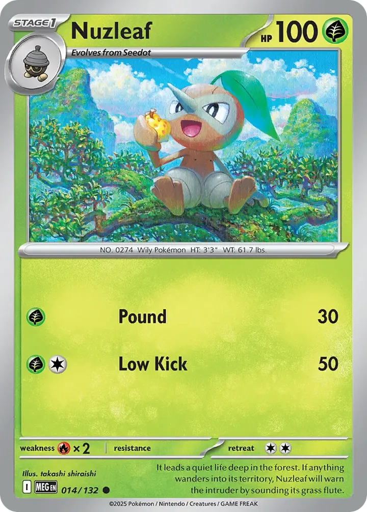 Mega Evolution 영어판 Nuzleaf 14 카드 앞면