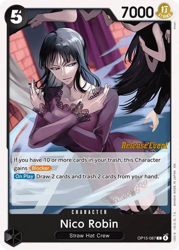 Adventure on Kami's Island 영어판 Nico Robin OP15-087 · 세트 출시 행사 카드 앞면