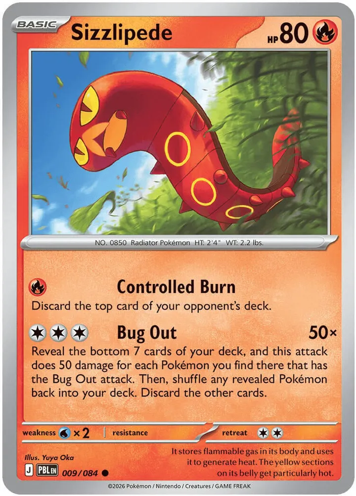 Mega Evolution—Pitch Black 英語版 Sizzlipede 9 カード表面