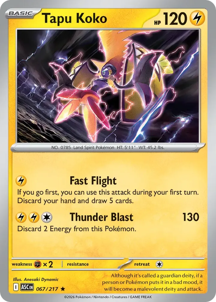 Mega Evolution—Ascended Heroes 英語版 Tapu Koko 67 カード表面
