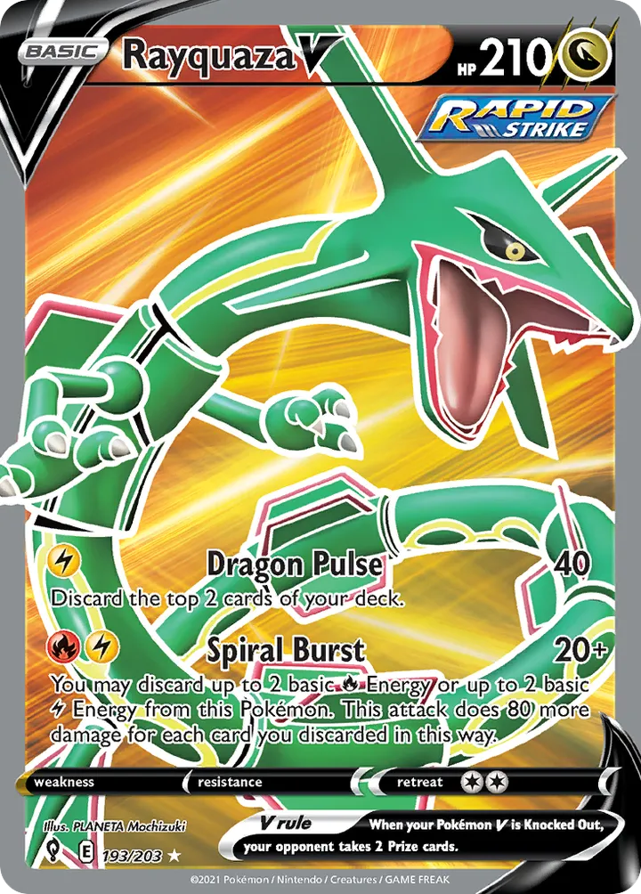 Sword & Shield—Evolving Skies 영어판 Rayquaza V 193 카드 앞면