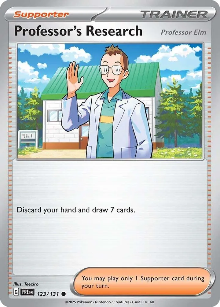 Scarlet & Violet—Prismatic Evolutions 英語版 Professor's Research [Professor Elm] 123 カード表面