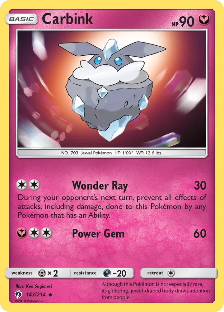 Front of Carbink 143, Sun & Moon—Lost Thunder English
