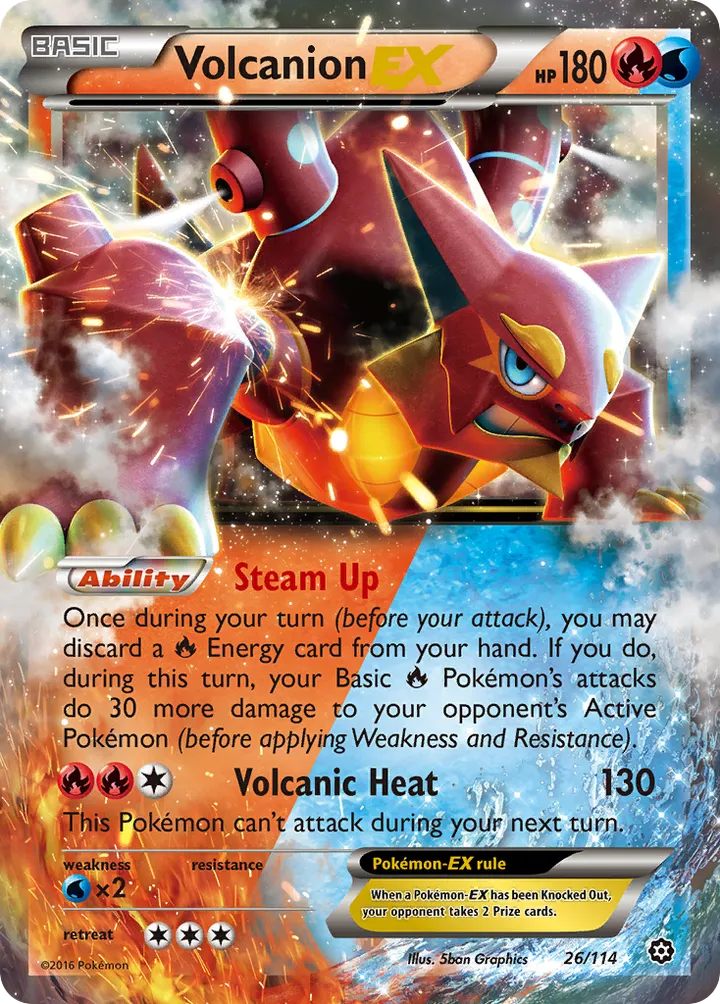 XY—Steam Siege 英語版 Volcanion-EX 26 カード表面