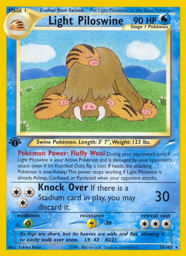Neo Destiny 영어판 Light Piloswine 26 카드 앞면