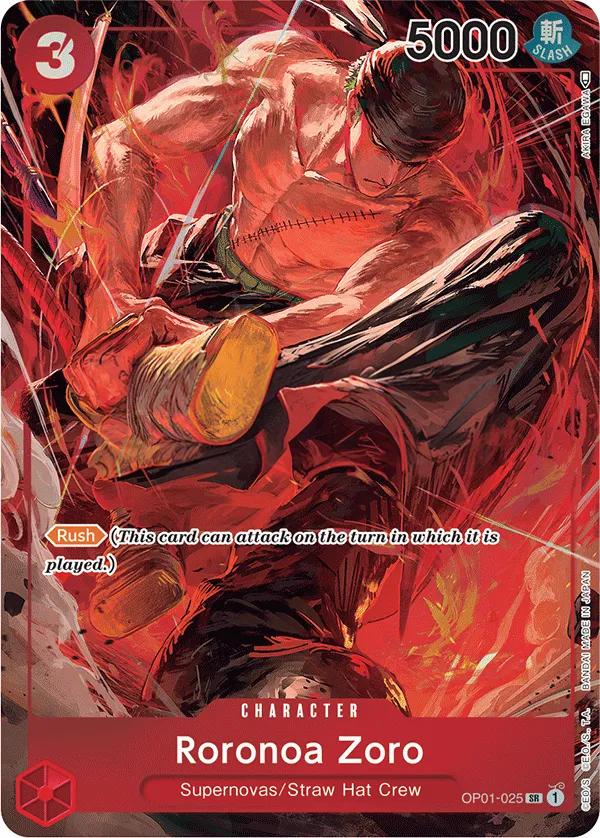 Romance Dawn 영어판 Roronoa Zoro OP01-025 · 패럴렐 카드 앞면