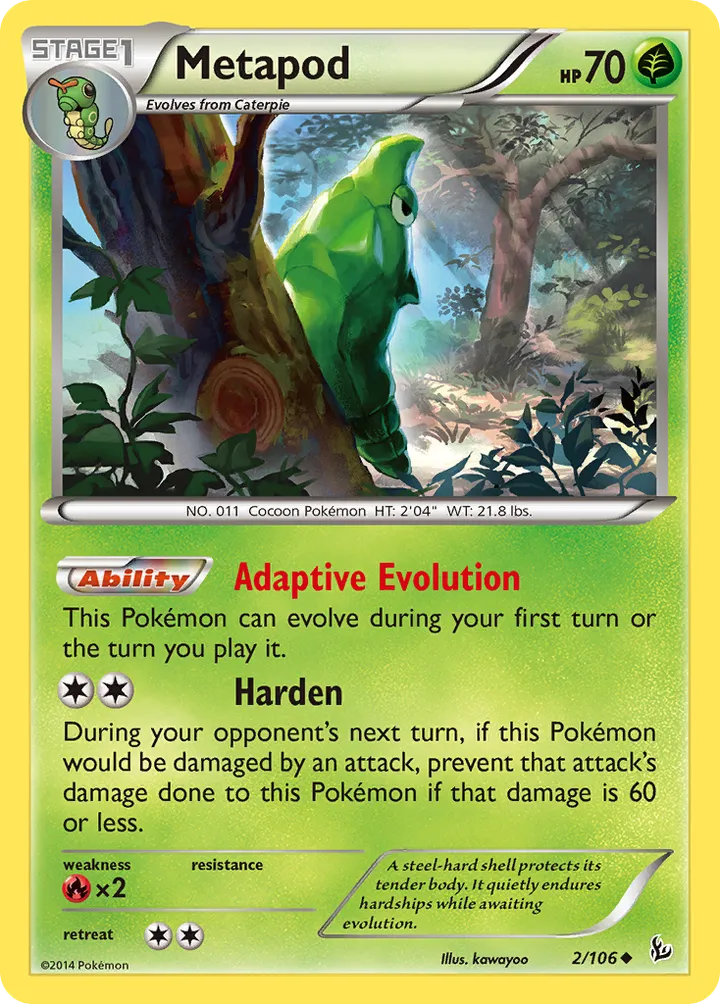 XY—Flashfire 영어판 Metapod 2 카드 앞면