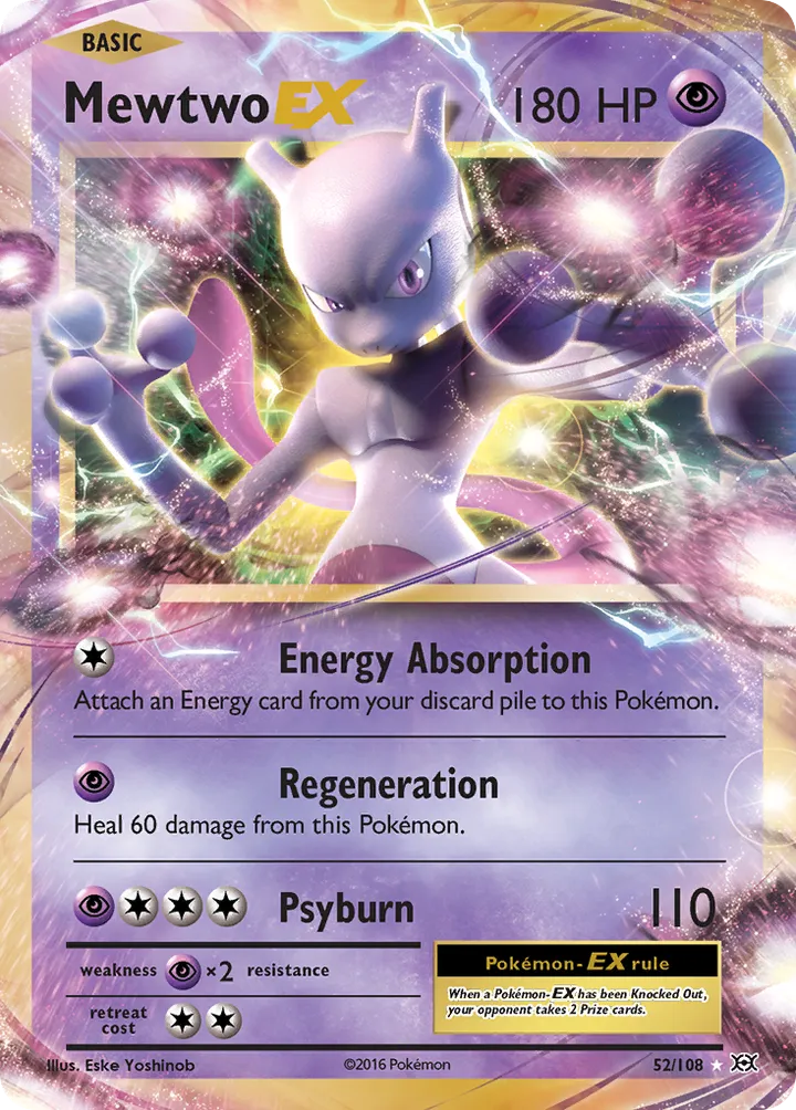 XY—Evolutions 영어판 Mewtwo-EX 52 카드 앞면