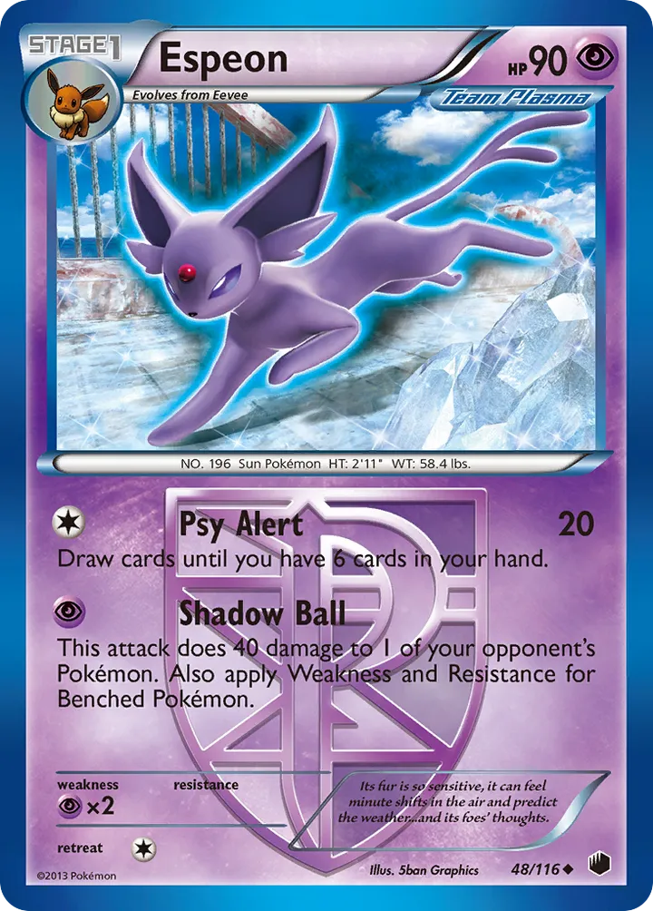 Black & White—Plasma Freeze 영어판 Espeon 48 카드 앞면