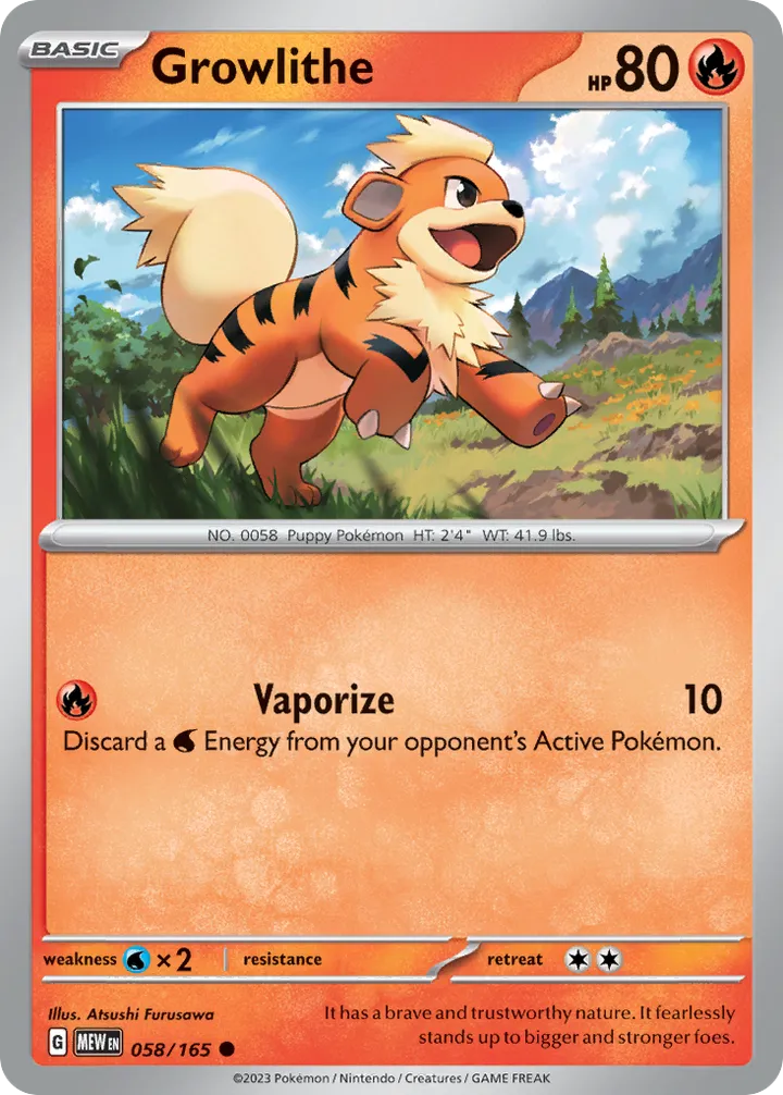 Scarlet & Violet—151 영어판 Growlithe 58 카드 앞면