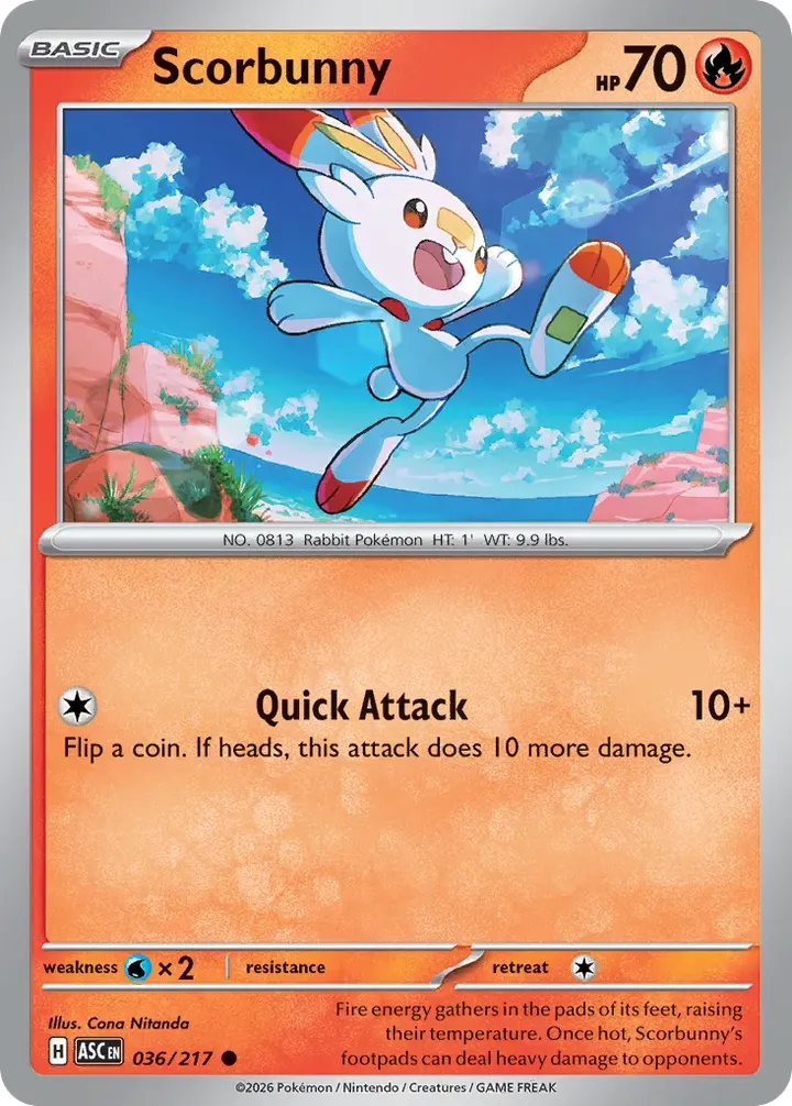 Mega Evolution—Ascended Heroes 英語版 Scorbunny 36 カード表面