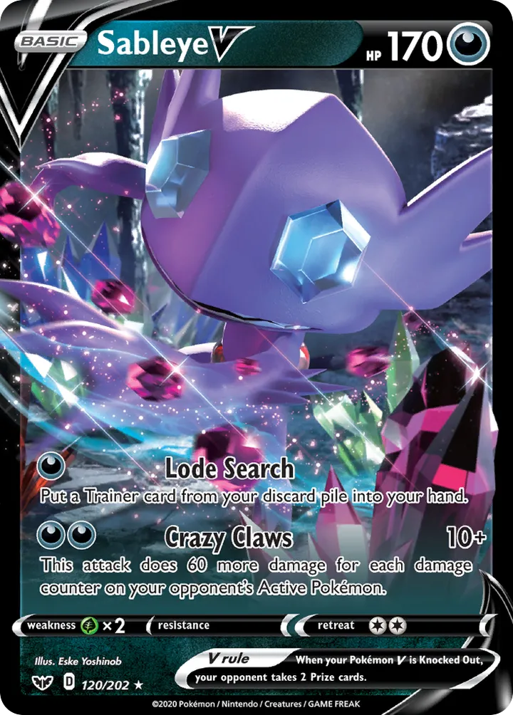 Sword & Shield 영어판 Sableye V 120 카드 앞면