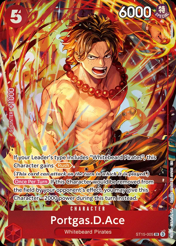 RED Edward.Newgate 영어판 Portgas.D.Ace ST15-005 · 패럴렐 3 카드 앞면