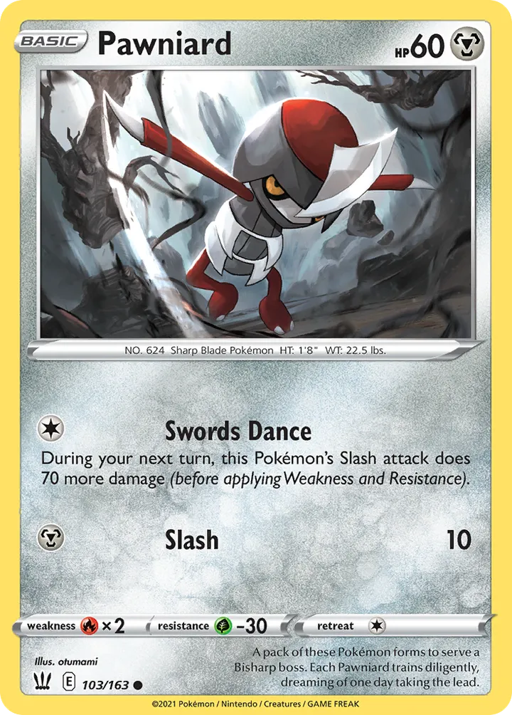 Sword & Shield—Battle Styles 영어판 Pawniard 103 카드 앞면