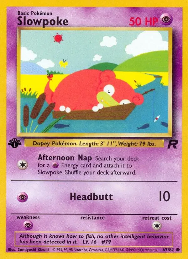 Team Rocket 영어판 Slowpoke 67 카드 앞면