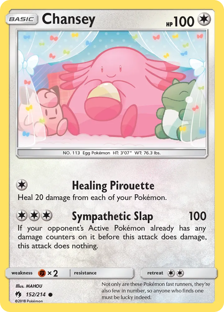 Sun & Moon—Lost Thunder 영어판 Chansey 152 카드 앞면