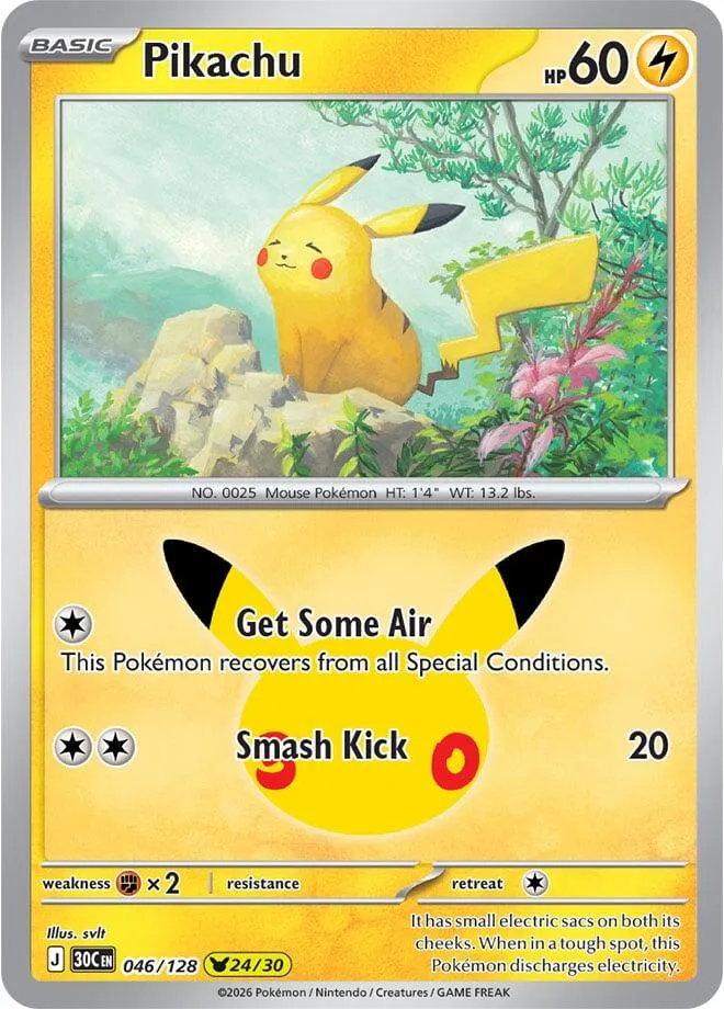 Pokémon TCG: 30th Celebration 英語版 Pikachu 46 カード表面