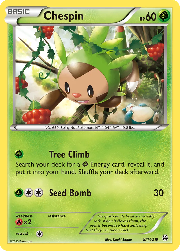 XY—BREAKthrough 英語版 Chespin 9 カード表面