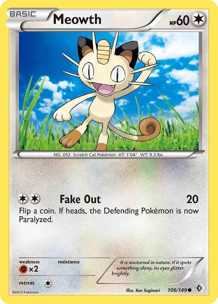 Black & White—Boundaries Crossed 영어판 Meowth 106 카드 앞면